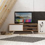 Hanah Home Soporte para TV Roble y Blanco 120x47x35 cm, Tablero de Partículas Recubierto de Melamina, Mueble TV Moderno para Salón con Estantes
